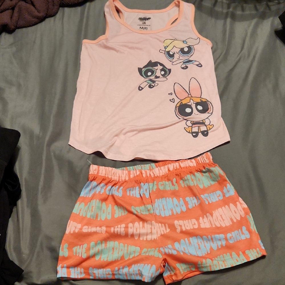 Cartoon Network Powerpuff Girls Pink and Orange Pajama Set